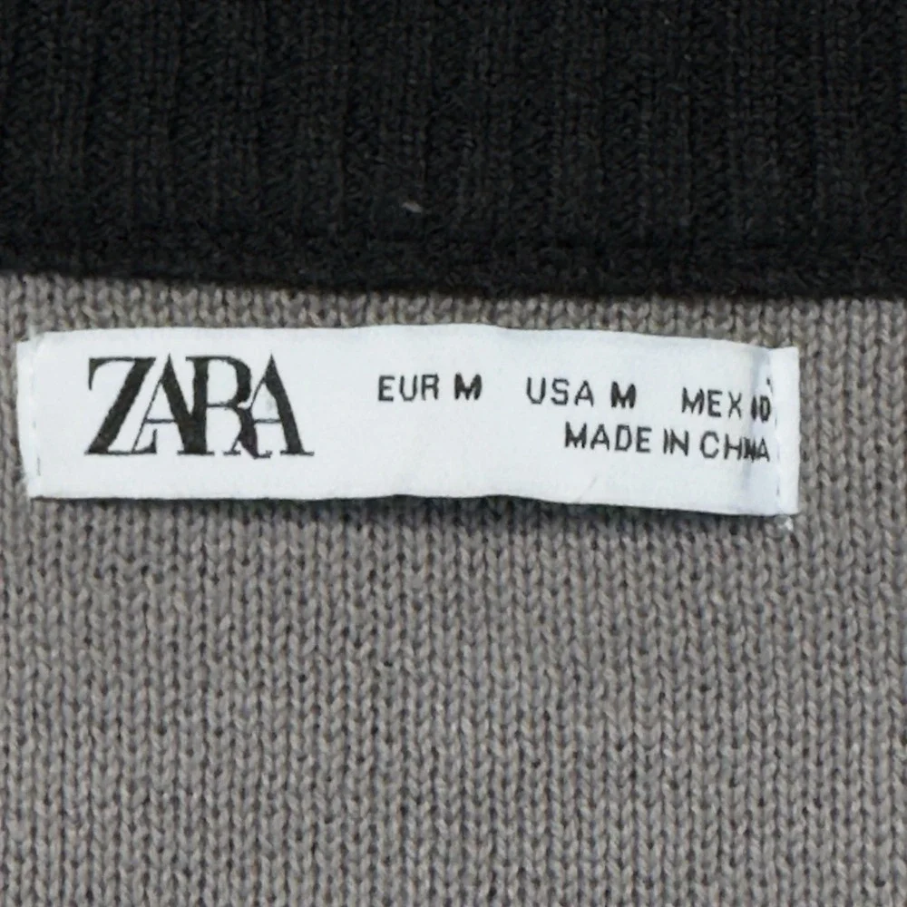 ZARA Men's Sweater‎ Large Black Knit Long Sleeve Crewneck Pullover Size Medium